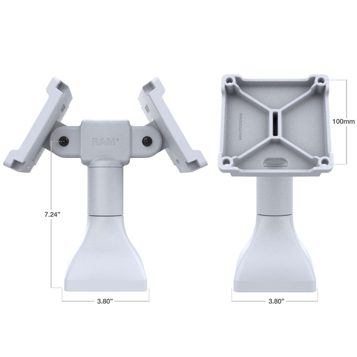 RAM® 7" Pedestal Mount with Dual 100mm VESA Adapters - Gray (RAP-D11H2-7-V100-GRY)