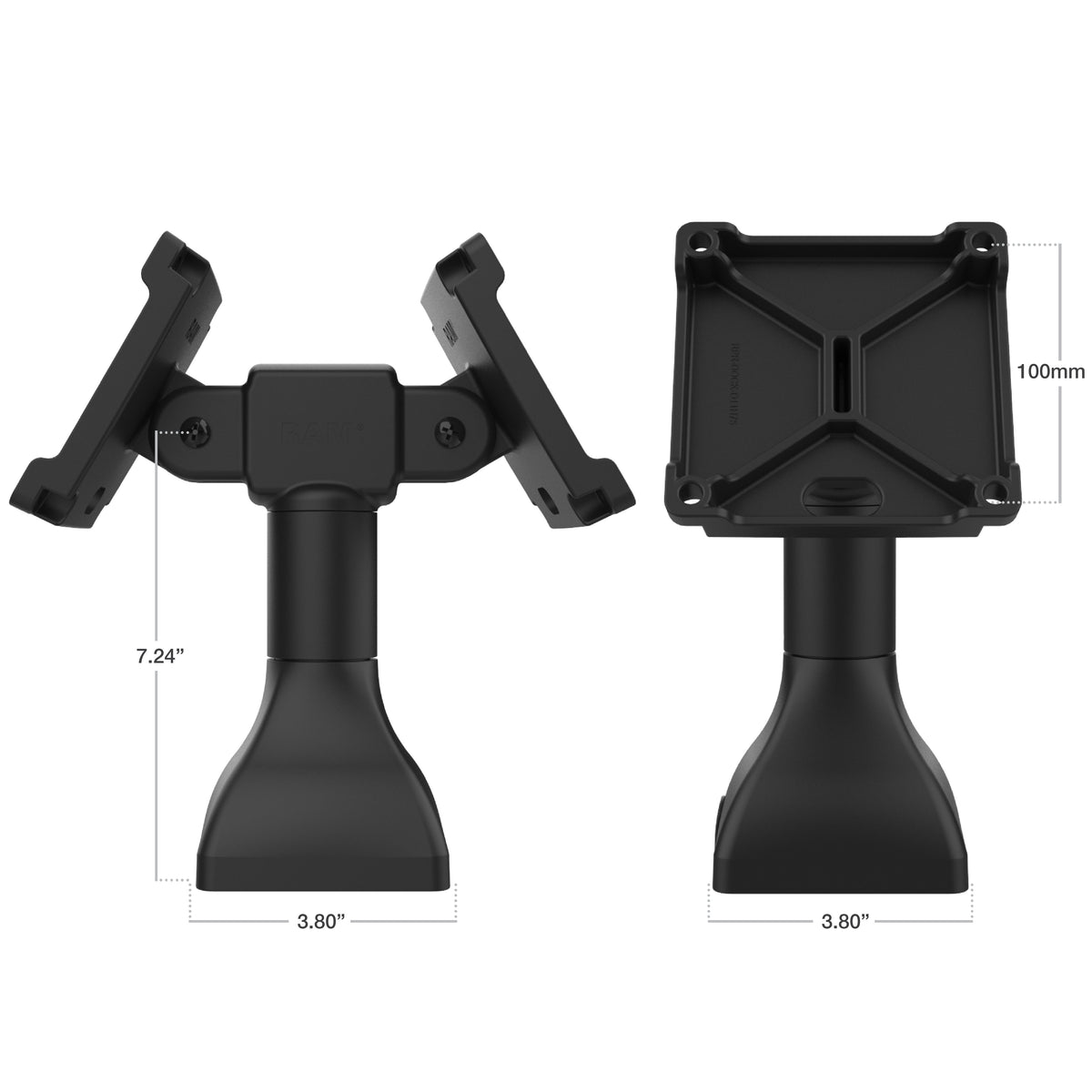 RAM® 7" Pedestal Mount with Dual 100mm VESA Adapters (RAP-D11H2-7-V100)