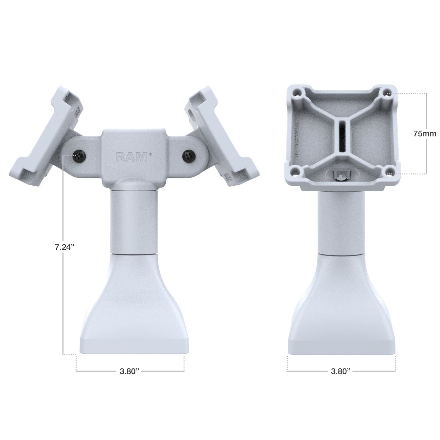 RAM® 7" Pedestal Mount with Dual 75mm VESA Adapters - Gray (RAP-D11H2-7-V75-GRY)