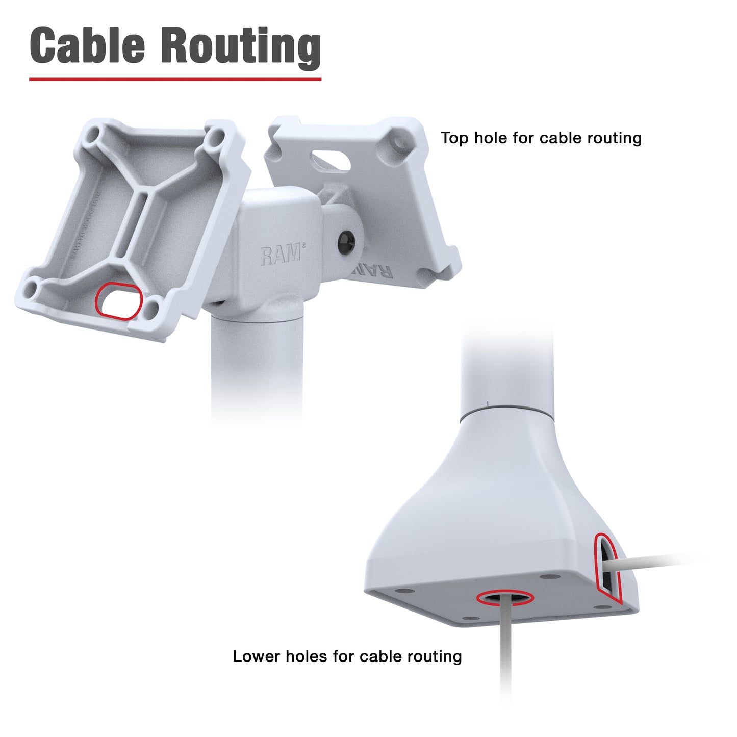RAM® 7" Pedestal Mount with Dual 75mm VESA Adapters - Gray (RAP-D11H2-7-V75-GRY)