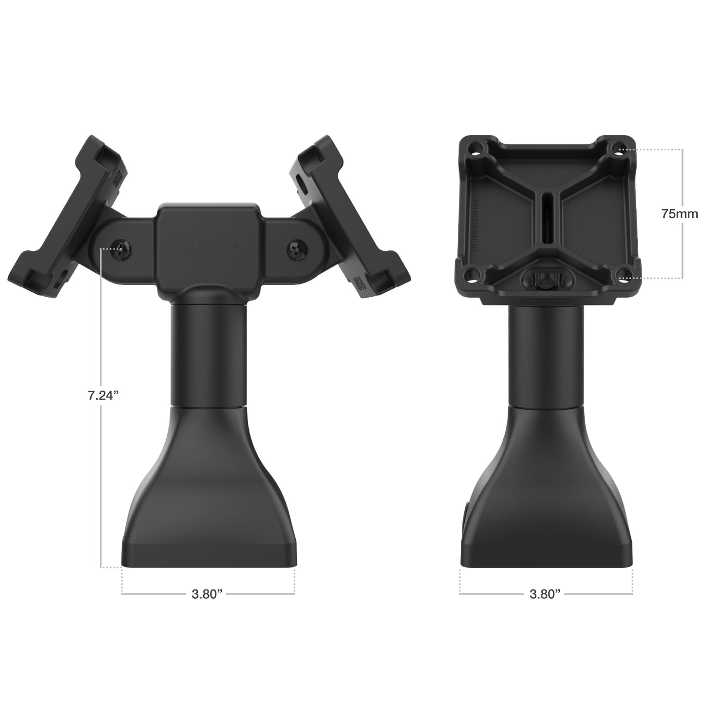 RAM® 7" Pedestal Mount with Dual 75mm VESA Adapters (RAP-D11H2-7-V75)