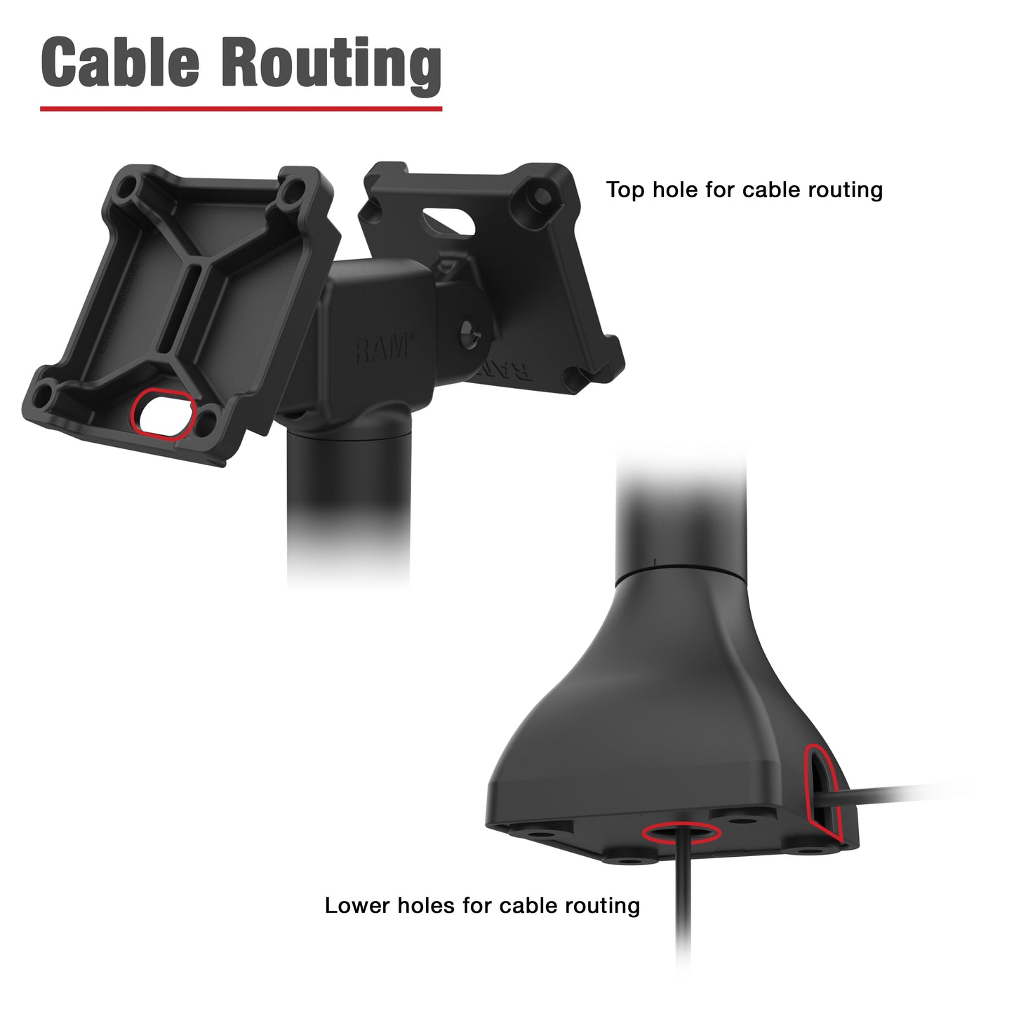 RAM® 7" Pedestal Mount with Dual 75mm VESA Adapters (RAP-D11H2-7-V75)