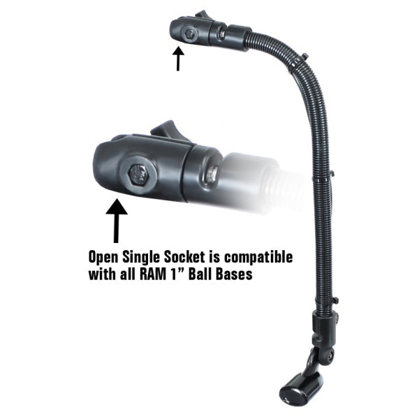 RAM Transducer Arm Mount w/ Aluminum Rod & Single Socket (RAM-B-316-18-TRA1-NB)