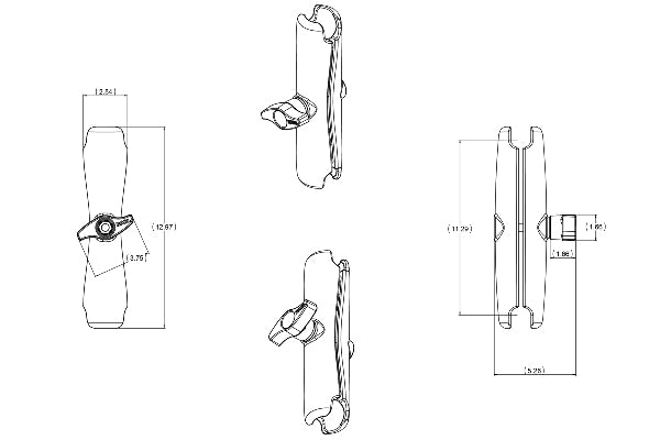 RAM Long Length Double Socket Arm for D Size 2.25" Balls (RAM-D-201U-E)
