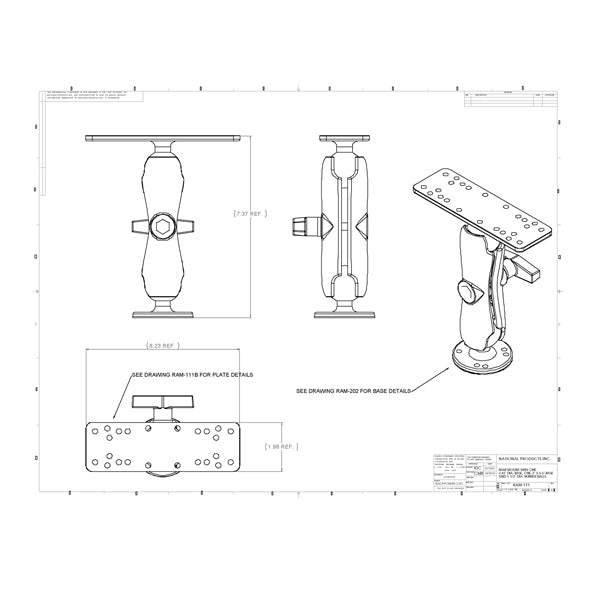 RAM 1.5" Ball Mount with Rectangle Base (RAM-111U)