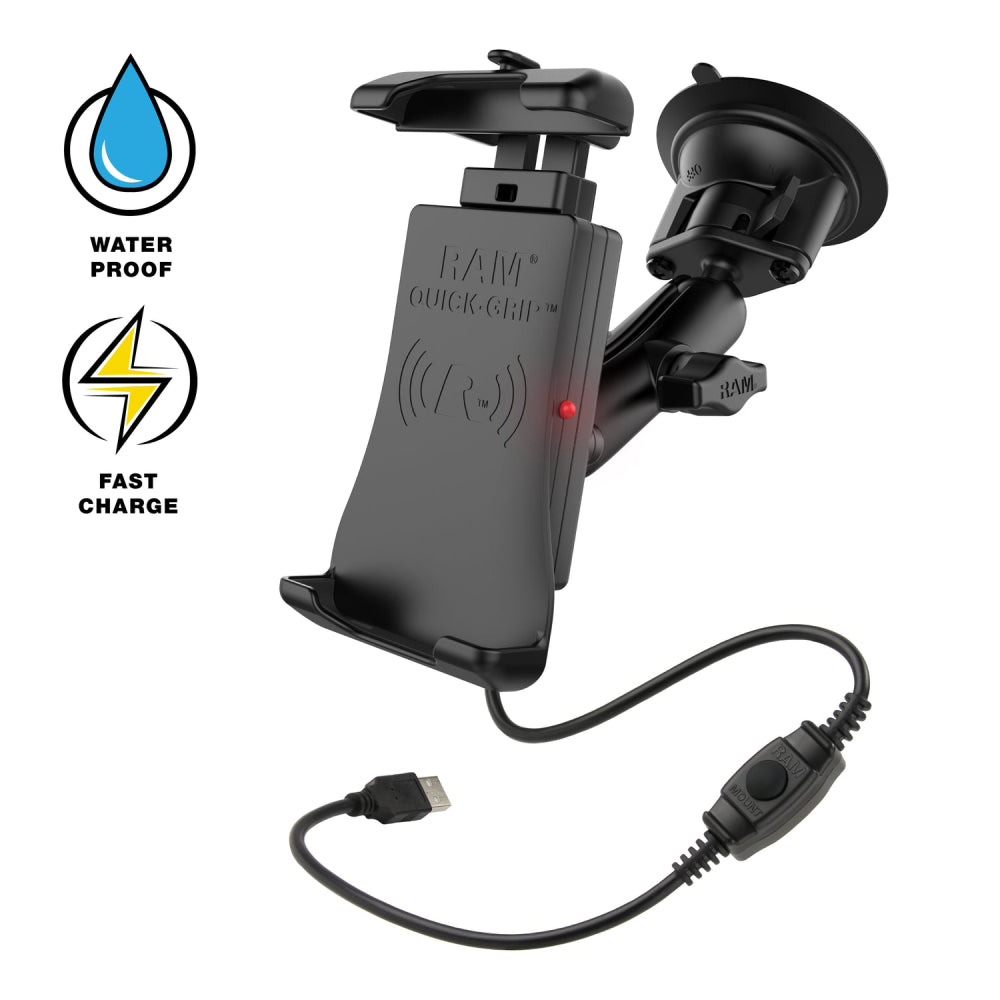 RAM® Quick-Grip™ 15W Waterproof Wireless Charging Suction Cup Mount (RAM-B-166-UN14W-1)