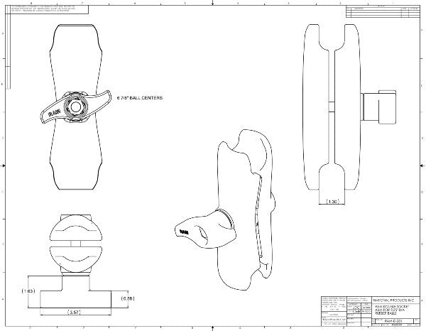 RAM Medium Length Socket Arm for D Size 2.25" Balls (RAM-D-201U)