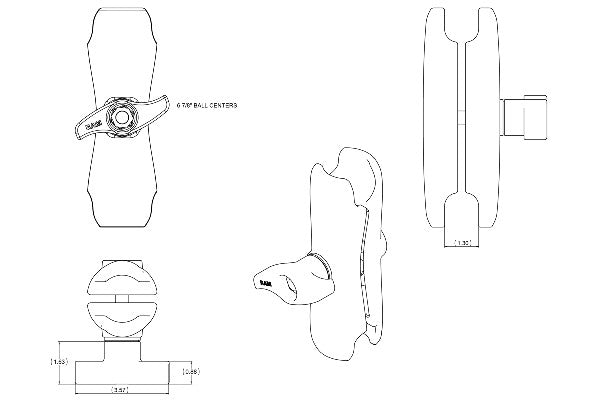 RAM Medium Length Socket Arm for D Size 2.25" Balls (RAM-D-201U)