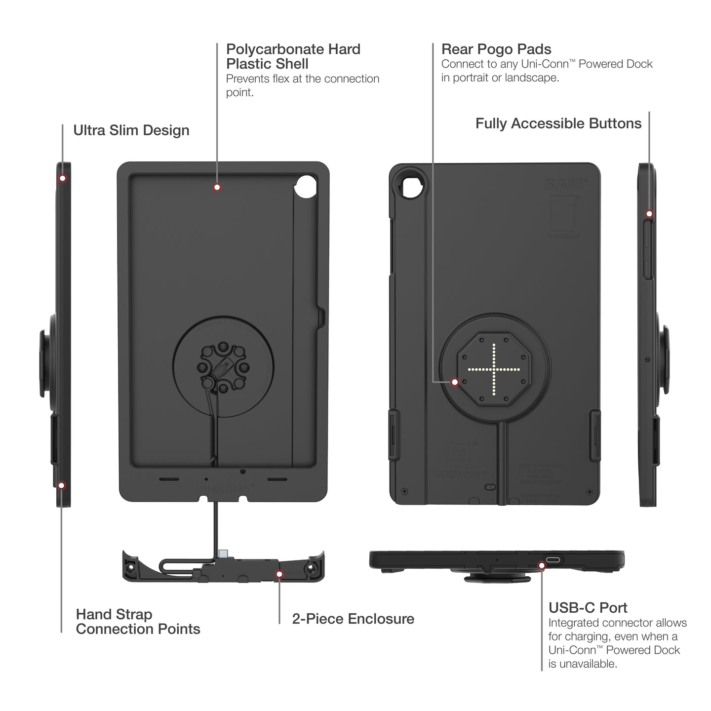 IntelliSkin® Thin-Case™ for Samsung Tab A11+ (Rear Pogo Pads) (RAM-GDS-SKIN-SAM88-TCB-1)