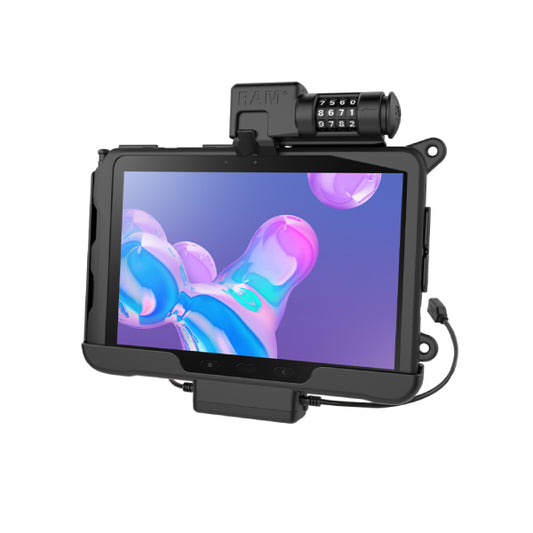 RAM Skin Combo-Locking Power + Data Cradle for Samsung Tab Active Pro (RAM-HOL-SAM57PDCLU)
